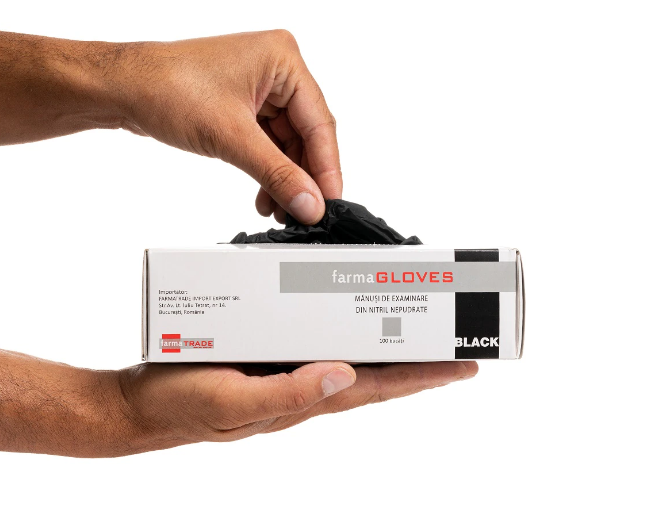 Mănuși NITRIL nepudrate negre