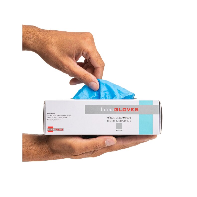 Mănuși NITRIL nepudrate albastre