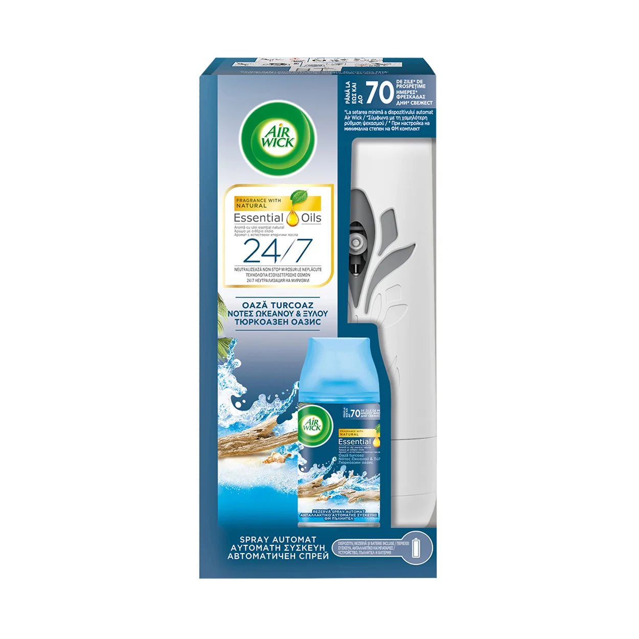 Aparat Odorizant Airwick alb +rezerva Turquoise Oasis 250ml