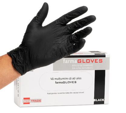 Mănuși NITRIL nepudrate negre