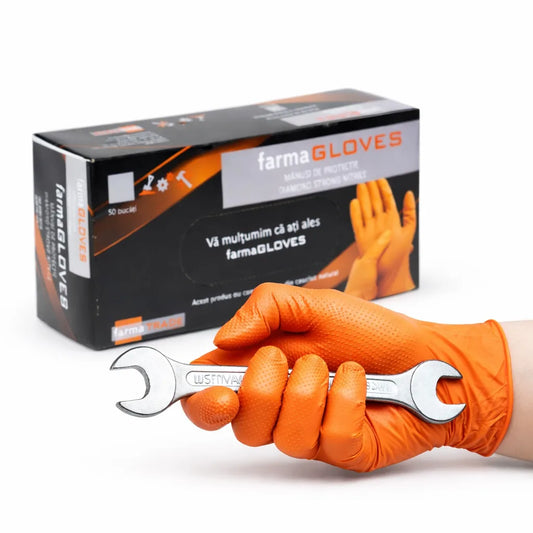 Manusi NITRIL mecanic Diamond Strong Nitrile Orange