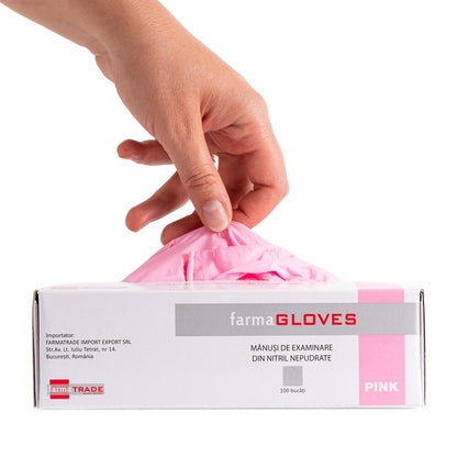 Mănuși NITRIL nepudrate Roz